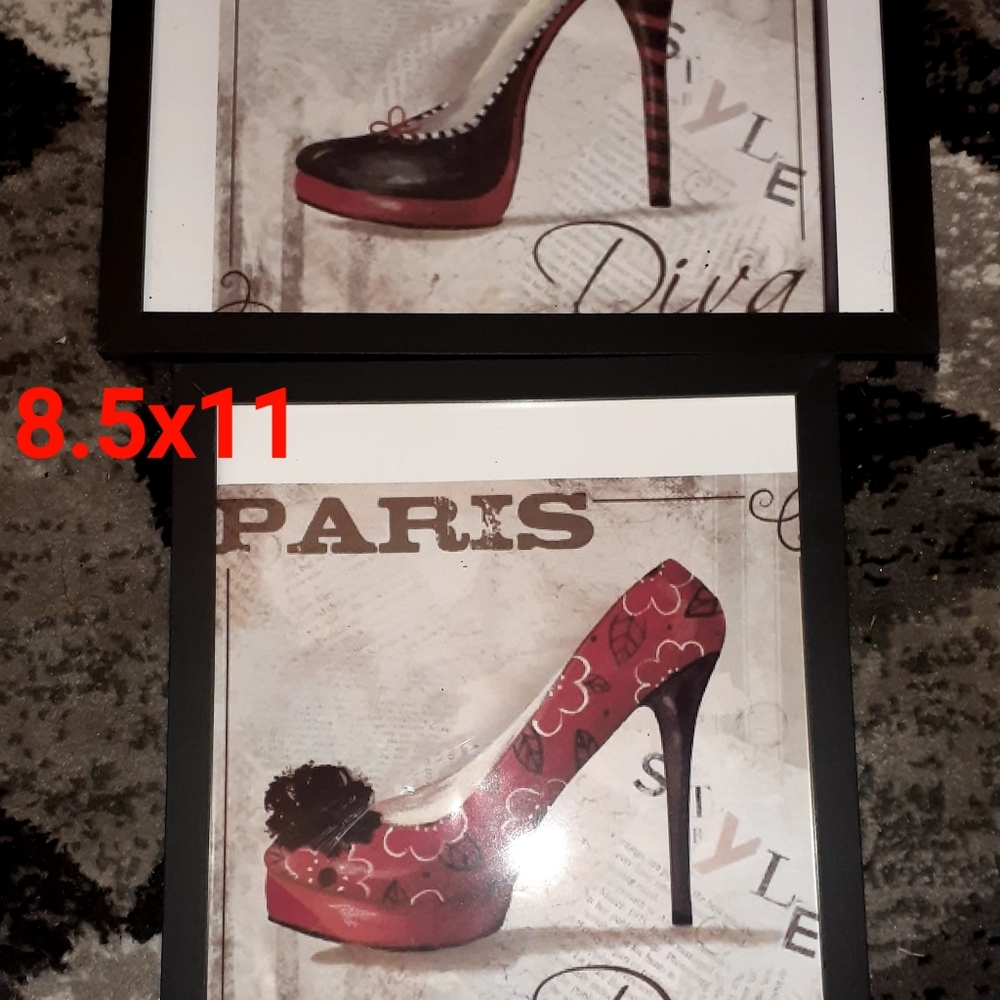 Set of (2)  Framed Fashion Heel Pics